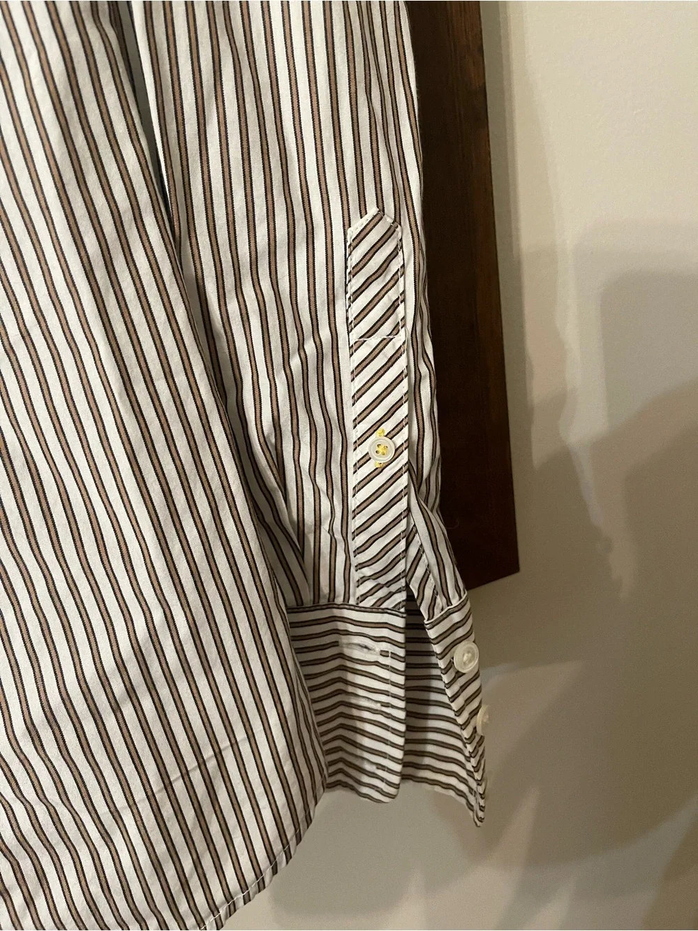 J. Crew Brown & White Vertical Stripe Button-Down Shirt